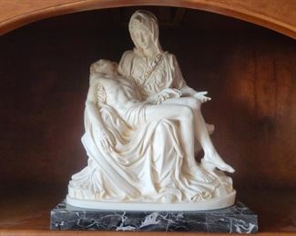 La Pietá Reproduction after Michelangelo
Alabaster on Marble by Sculptor G. Rugger, Italy