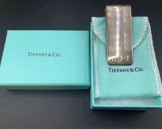 Sterling Silver Monogram - Original Dust Bag and Tiffany Box - Tiffany & Co ,  BJ Thomas Money Clip with Initials BJT