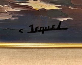 Christian Jequel. La Marchande de Fleurs                Original Oil on Canvas. 29x36 framed. Artist signature on lower right. No COA available.