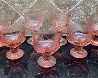 (9) VIntage Cabaret Pink Glassware by Franciscan Discontinued Patatter from 1975-1979
2 Water Goblet
7 Champagne/Tall Sherbet