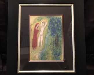 The Daphnis and Chloe Portfolio by Marc Chagall    Lithograph (1977). Hand Signed by artist. 13 x 9. 21 x 25 framed. COA included.