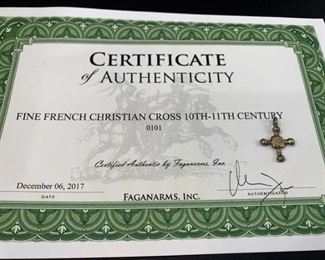 Early Middle Ages 10th-11th Century Fine French 
Gold Cross Pendant with COA 1.79g