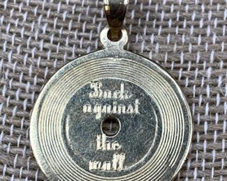 14k Gold ‘Back Against the Wall’ Gold Record
Pendant w/ BJ Thomas 1993 Inscription 7.72g