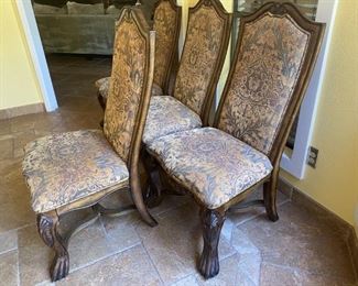 (4) Edwardian Chippendale Paw Foot Side Chairs