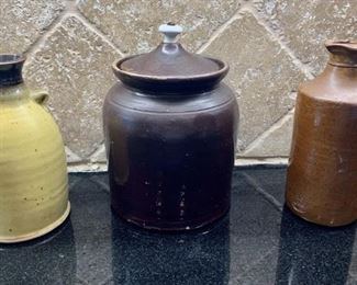 (3) Antique Stoneware Pottery Jars