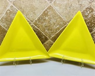 (2) Lemony Yellow Ceramic 12in Platters