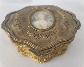 Antique Gold Wash Trinket Box with Photo Space
