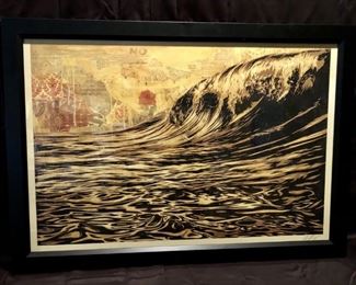 Dark Wave by Shepherd Fairey. Serigraph Signed by artist (Hand signed) 27.5 x 39.5 framed.