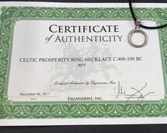 Celtic Prosperity Ring / Pendant 400-100 BC with COA