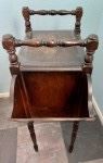 Vintage Copper Lined Smoking Stand/Tobacco Humidor with Magazine Racks on Either Side and Turned Legs and Handles, & Inlaid Wood Design
Circa 1920s-30s