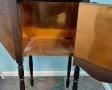 Vintage Copper Lined Smoking Stand/Tobacco Humidor with Magazine Racks on Either Side and Turned Legs and Handles, & Inlaid Wood Design
Circa 1920s-30s