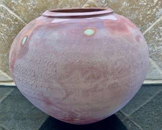 Round Clay Pottery Pot, marked