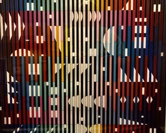 Yaacov Agam. NIGHT RAINBOW. Limited Edition
Serigraph, #18 of 18. Hand-signed by artist. 21x17. 26.5 x 29 framed. COA on back.