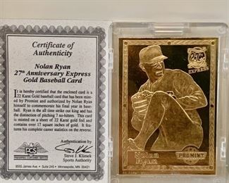 Pro Mint 22k Gold Baseball Cards - Nolan Ryan, etc