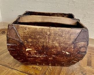 Antique Asian Wooden Rice Bucket