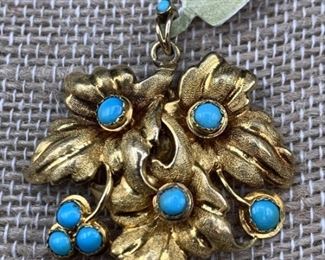 18k Gold & Sleeping Beauty Turquoise Pendant