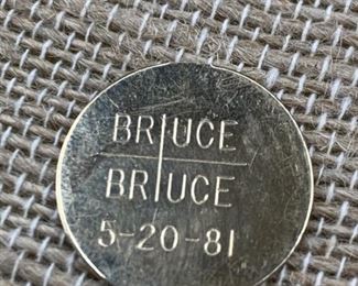 14k Gold Token ‘Bruce Bruce 5-20-81 Thank BJ’