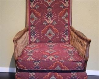 Vintage Armchair with Caning on Arms