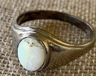 Men’s Sterling Silver and Opal Ring Size 12.5