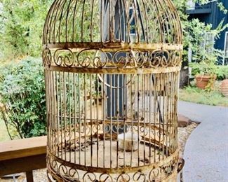 Hanging Gilt Gold Metal Bird Cage