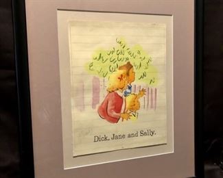 Dick, Jane, and Sally. Lithograph signed by
J Sparks. 13 x 10. 23 x 19.5