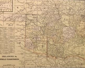 Antique Map of Oklahoma Indian Territory
Certified authentic, printed in 1899. 