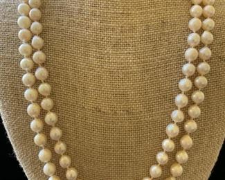 Single Strand 48in Hand Knotted Pearl Necklace