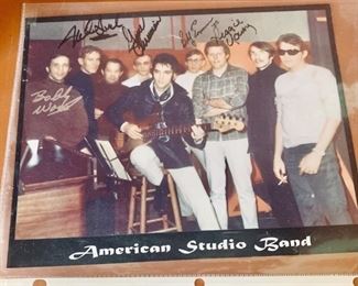 Autographed photo of American Studio Band with
Elvis and a handwritten note to BJ, regretting his absence.