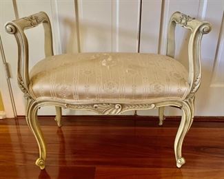 Antiqued White Louis XV French Style Bench