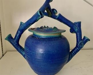 Handmade Pottery, Blue Teapot is a piece of art