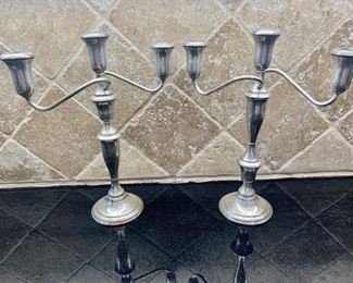 Sterling Silver Weighted Candelabras 
 Set of 2