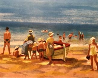 Beach Scene by Artist, McCall. Signed and
numbered limited edition lithograph. 48/275. 13.5 x 19.5. 19.5 x 25 framed.