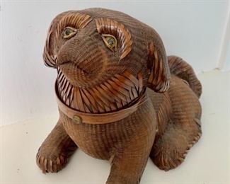 Vintage Chinese Woven Wicker Dog Box