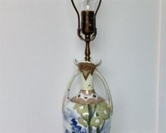 Vintage Urn Lamp with Blue & White Scene behind
Raised Treed Forrest Detail
