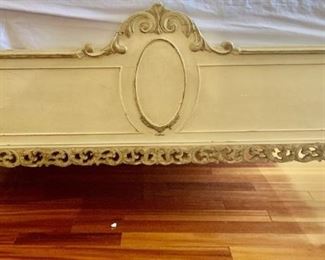 Antiqued White Louis XV French Style Bed