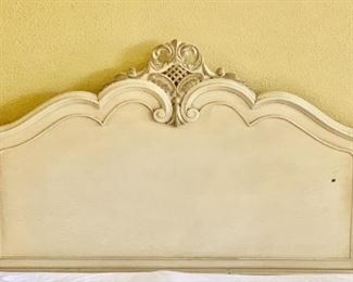 Antiqued White Louis XV French Style Bed