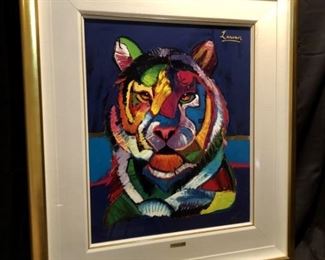 Abstract Tiger by Christian Lassen, Signed
Lithograph. (1999). Limited Edition. #29 of 125. 33 x 26. 48 x 42 framed.