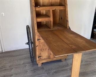 Unique Western Fold Down Wagon Wheel Cabinet/Table