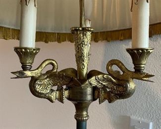 Antique French Swan lamp standing 