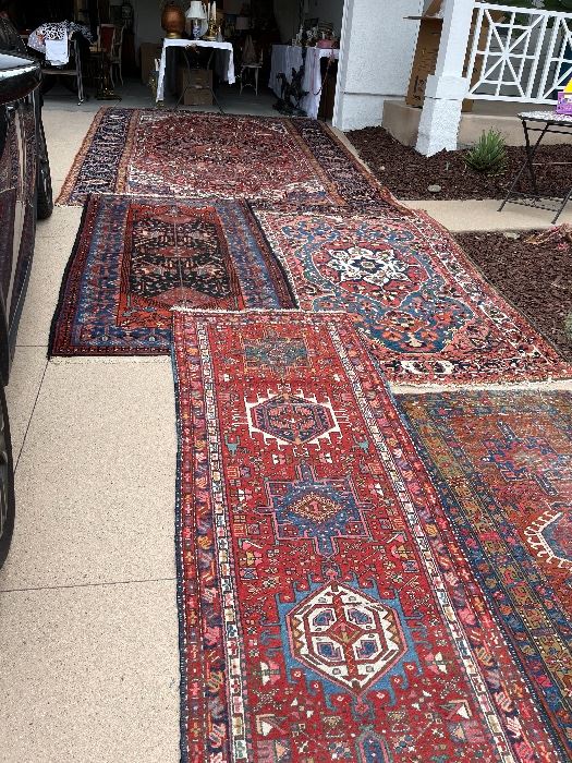 loads of Antique Persian Carpets - the one on the right green runner is sold