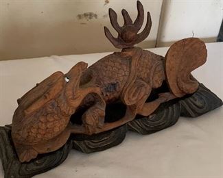 Antique Japanese Carved Wooden Dragon