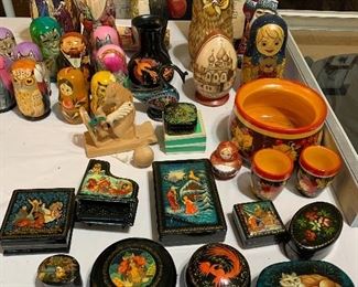 Russian Nesting Dolls and Laquerware Boxes
