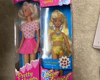 Pretty Hearts Barbie NIOB, Skipper Sun Jewel Barbie 1993 NIOB