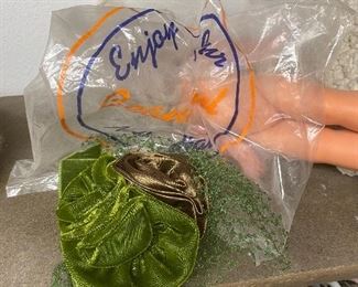 Vintage green hat - plastic bag says 'Enjoy Your New Hat'