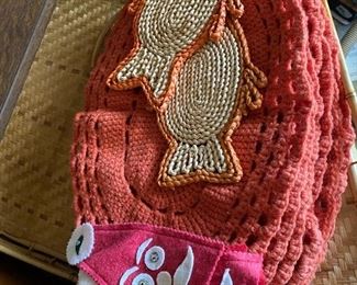 Vintage trays, placemats, trivets