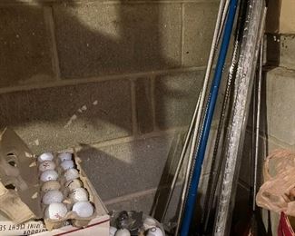 Golf clubs, golf balls