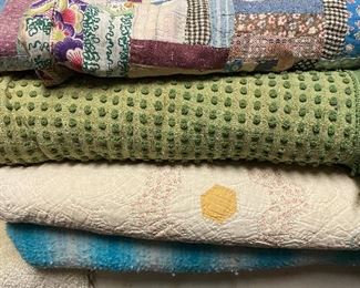 Vintage quilts, blankets