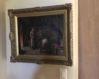 George Ogilvy Reid (1851-1928) was a Scottish landscape and portrait artist operating in the late 19th and early 20th century. He lived his entire life in Leith, the harbour area of Edinburgh.
Born in Leith in 1851, he originally studied to be an engraver.
He later studied art at the Trustee’s Academy on Picardy Place (the forerunner of the Edinburgh College of Art).
In October 1891 he received a Royal Commission to paint the baptism of Queen Victoria’s grandchild, Prince Maurice of Battenburg. At this time he was living in a flat at 12 Warrender Park Terrace and had a studio at 20 George Street in the New Town in Edinburgh.[1]
In 1896 he was sculpted by David Watson Stevenson.[2]
In 1911 he was living at 11 Carlton Street in Stockbridge, Edinburgh and had studios at the Synod Hall on Castle Terrace.[3]
He died on 11 April 1928. He is buried near the north-west corner of Rosebank Cemetery in Edinburgh with his wife, Christian MacNab. Their daughter, Christian MacPherson Reid (d.1937) a