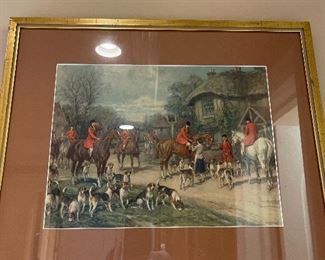 set of 4 equestrian hunt scenes