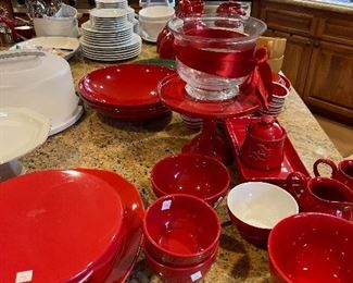 red dishes - white dishes - pink dishes